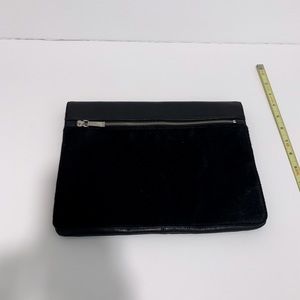 Black Faux calf hair flat clutch